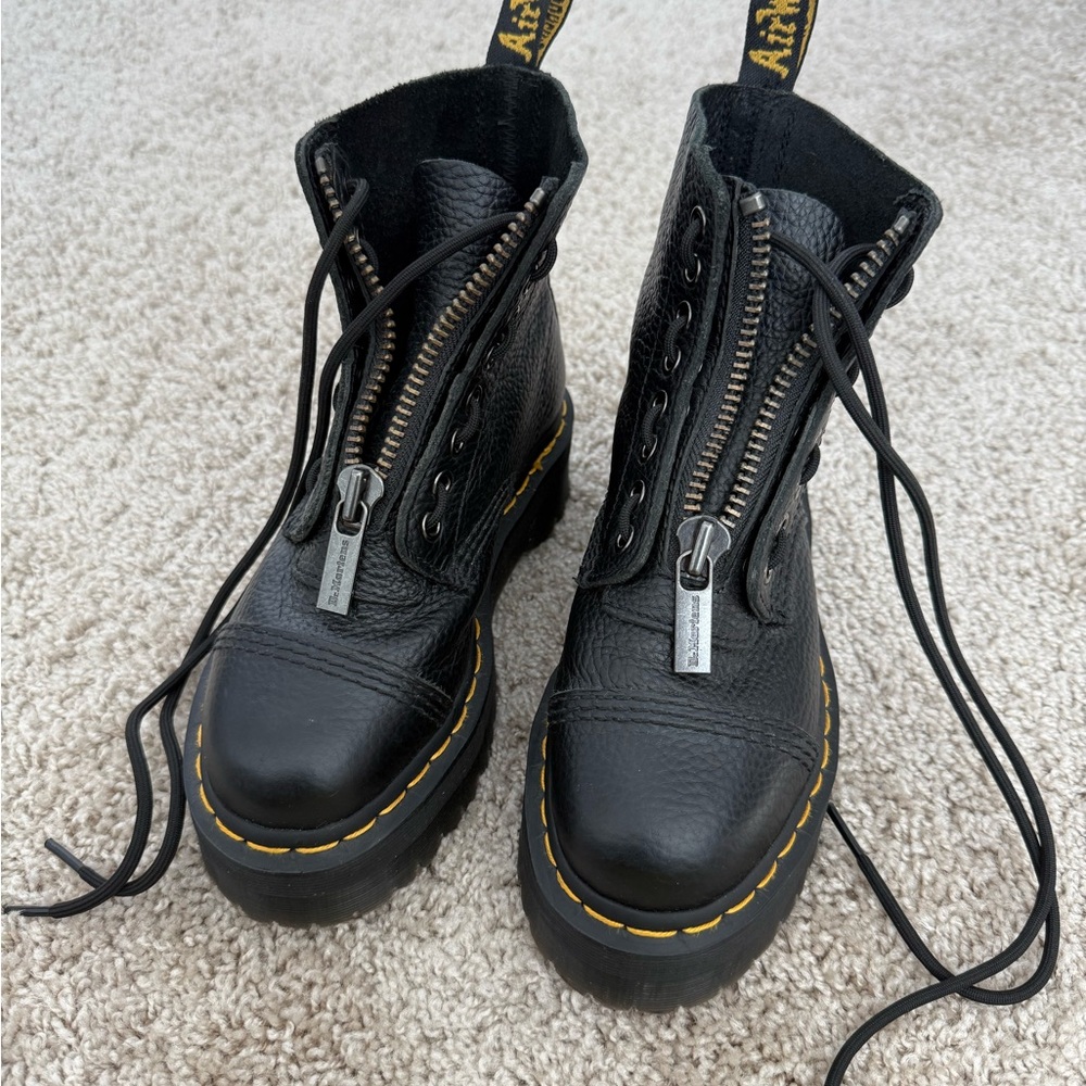 Dr. Martens Sinclair Zip Black Leather Boots, Size 5